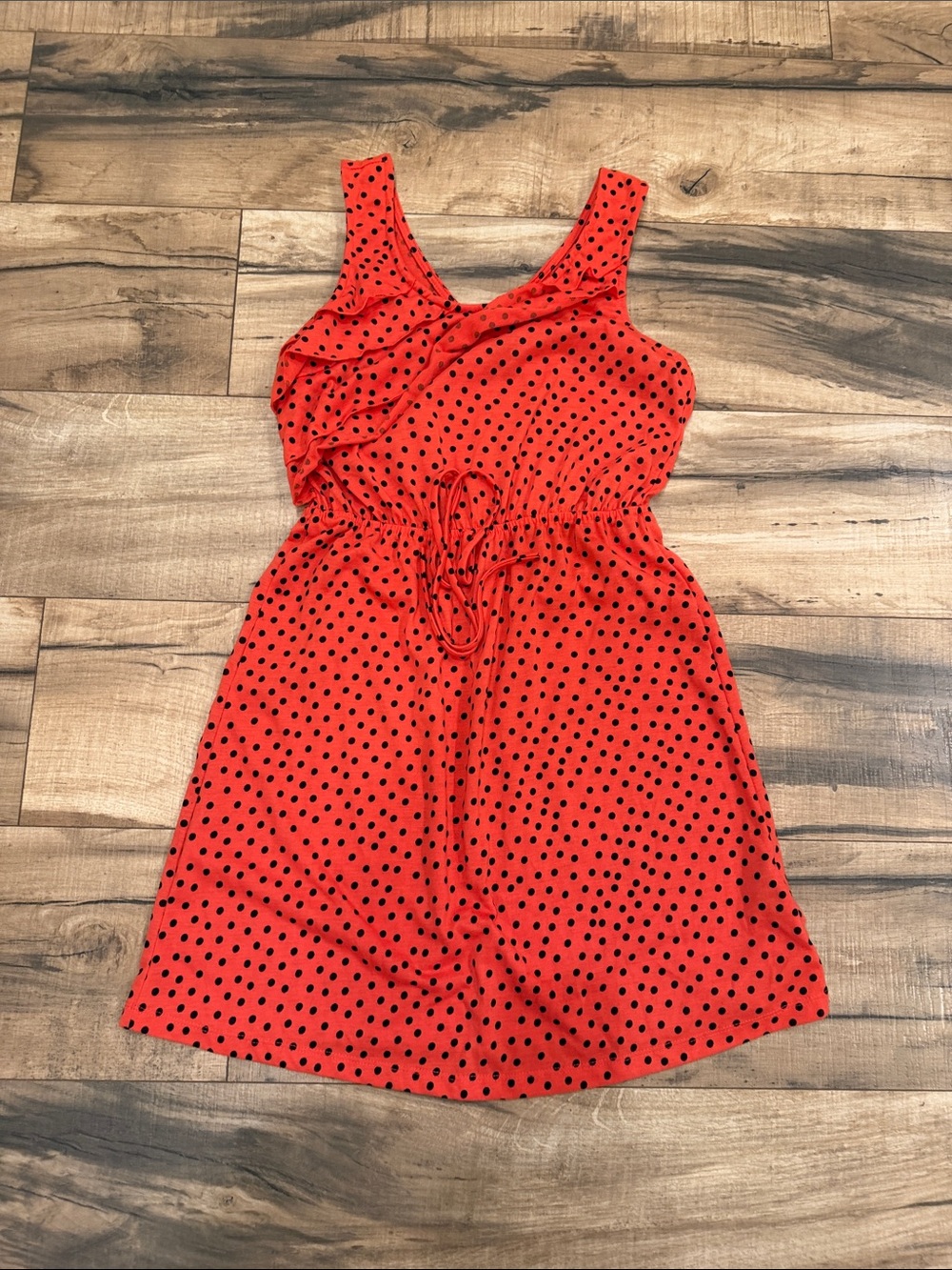 Self Esteem Red Polka Dot Sleeveless Mini Dress